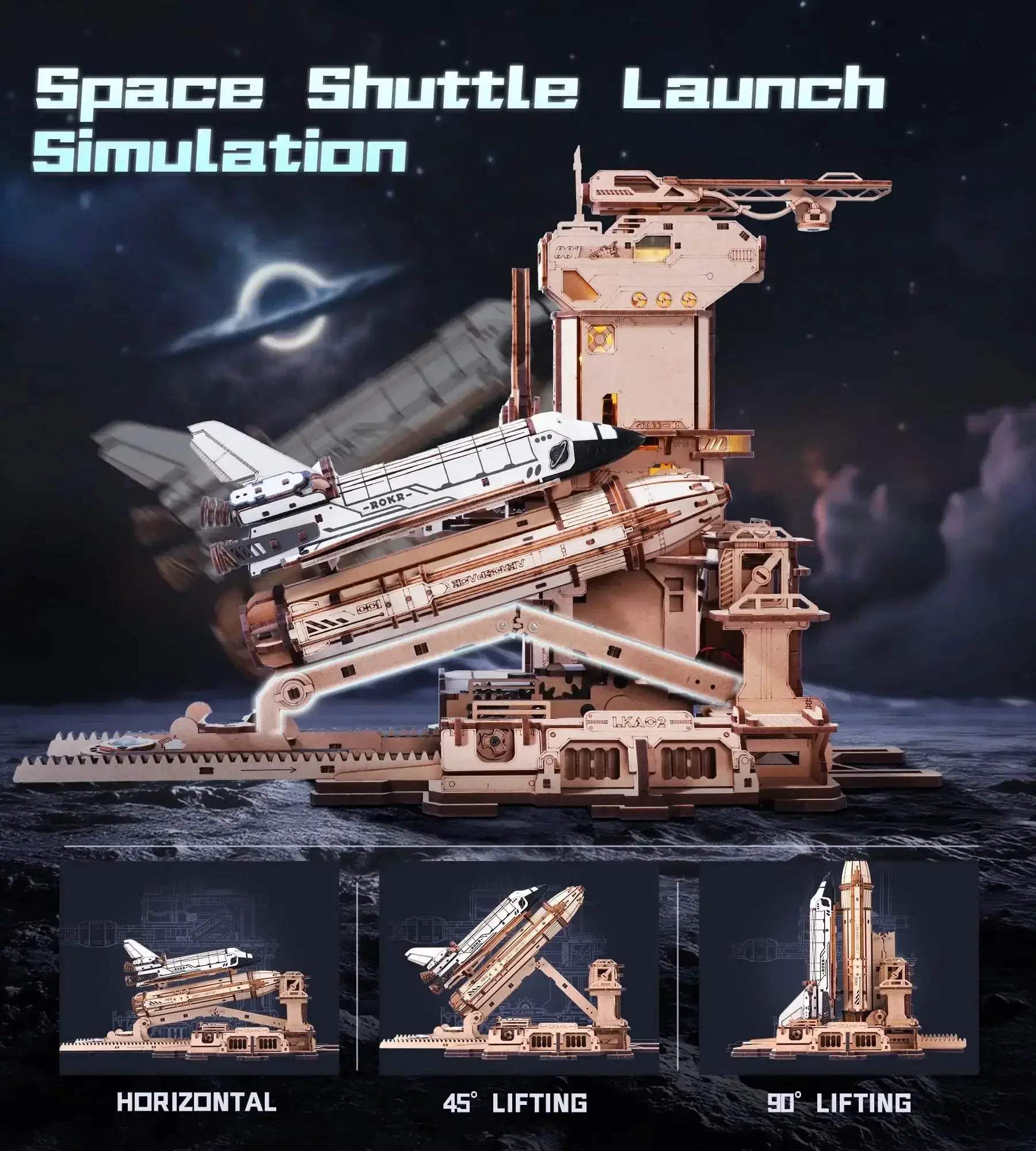 Space Shuttle 3D Wooden Puzzle with LED Illuminations - ToylandEU