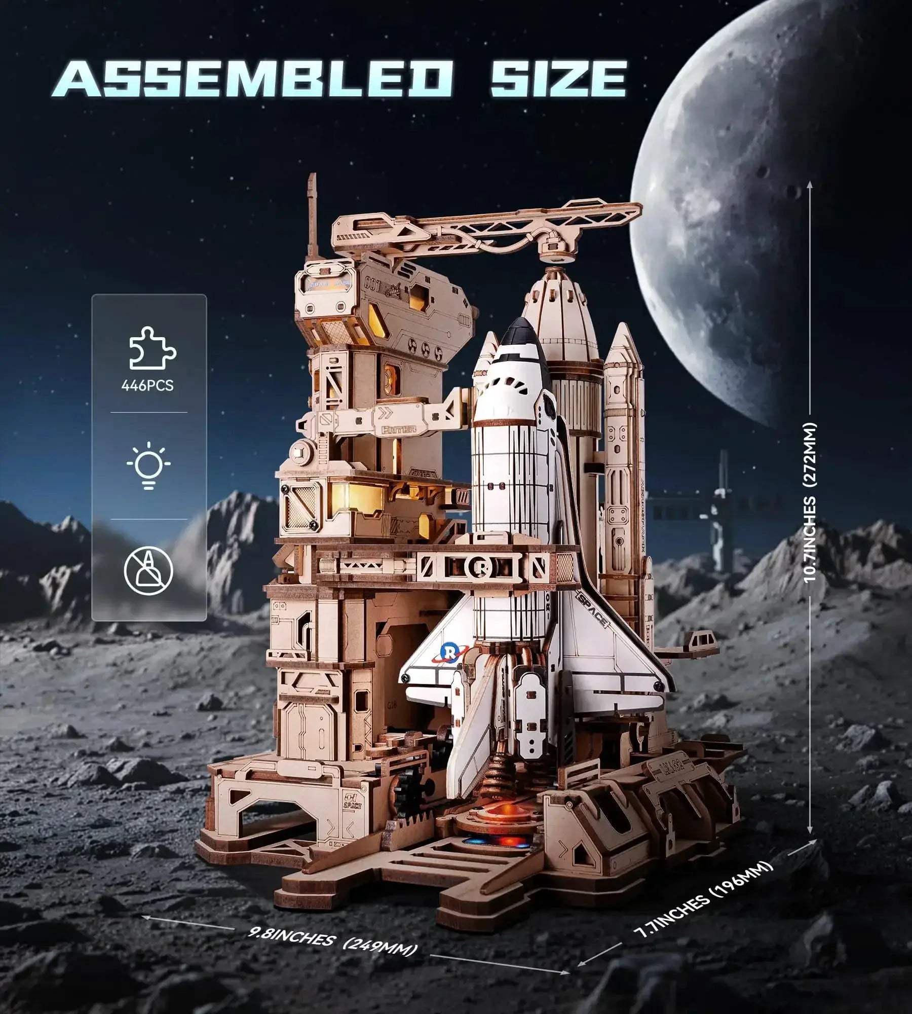 Space Shuttle 3D Wooden Puzzle with LED Illuminations - ToylandEU