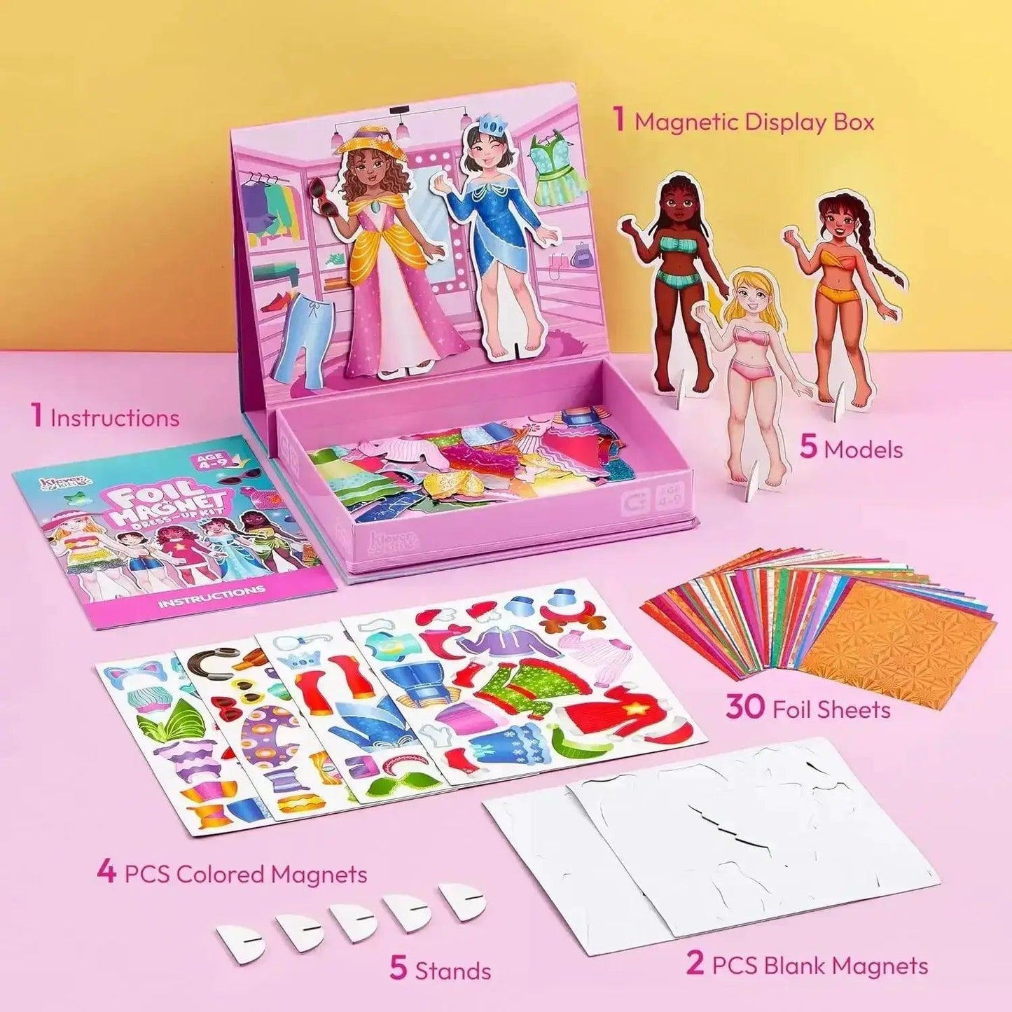  Sparkling 2-in-1 Foil Magnet Dress Up Kit -  ToylandEU™