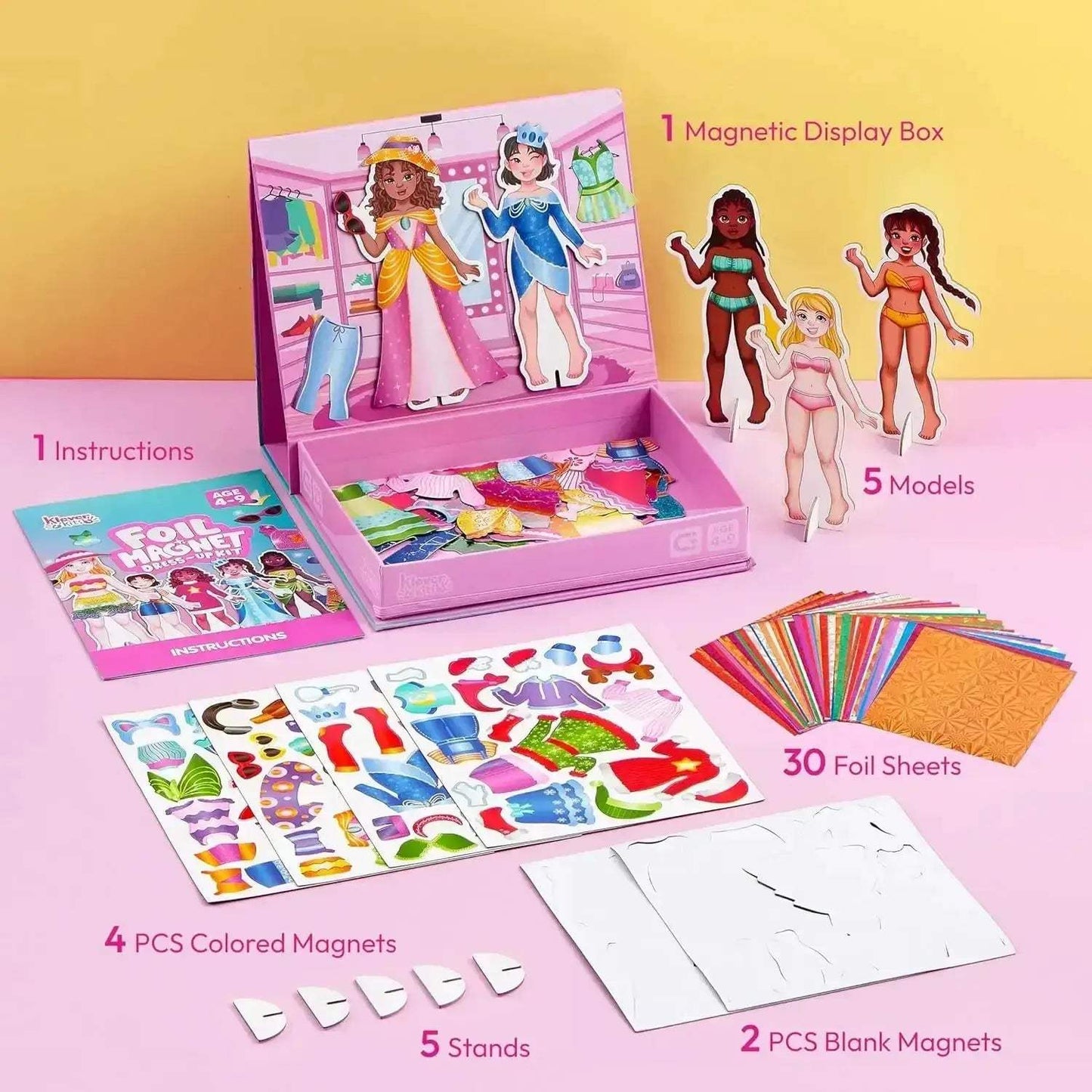  Sparkling 2-in-1 Foil Magnet Dress Up Kit -  ToylandEU™
