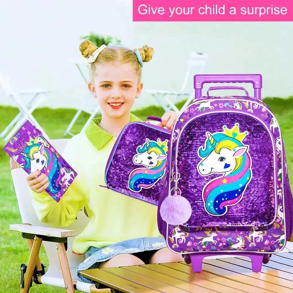  Sparkling 3-in-1 Girls' Rolling Backpack Toyland EU -  ToylandEU™