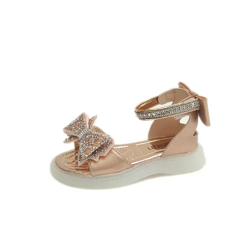 Sparkling Princess Sandals Rhinestone Bow Non Slip Flat For Girls - ToylandEU