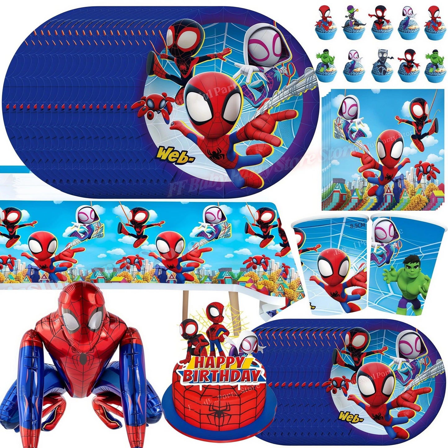 Spider Hero Party Decor | Plates Cups | Toylandeu™
