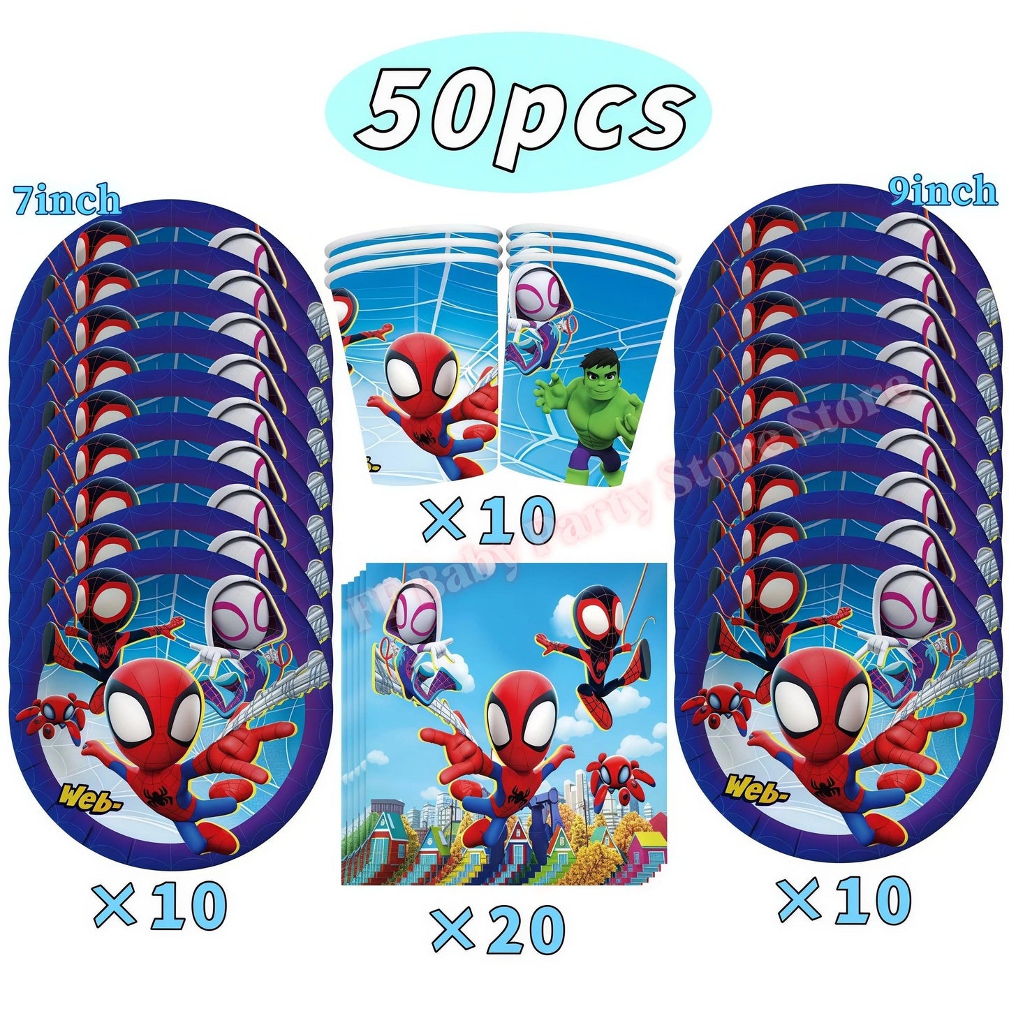 Spider Hero Party Decor | Plates Cups | Toylandeu™