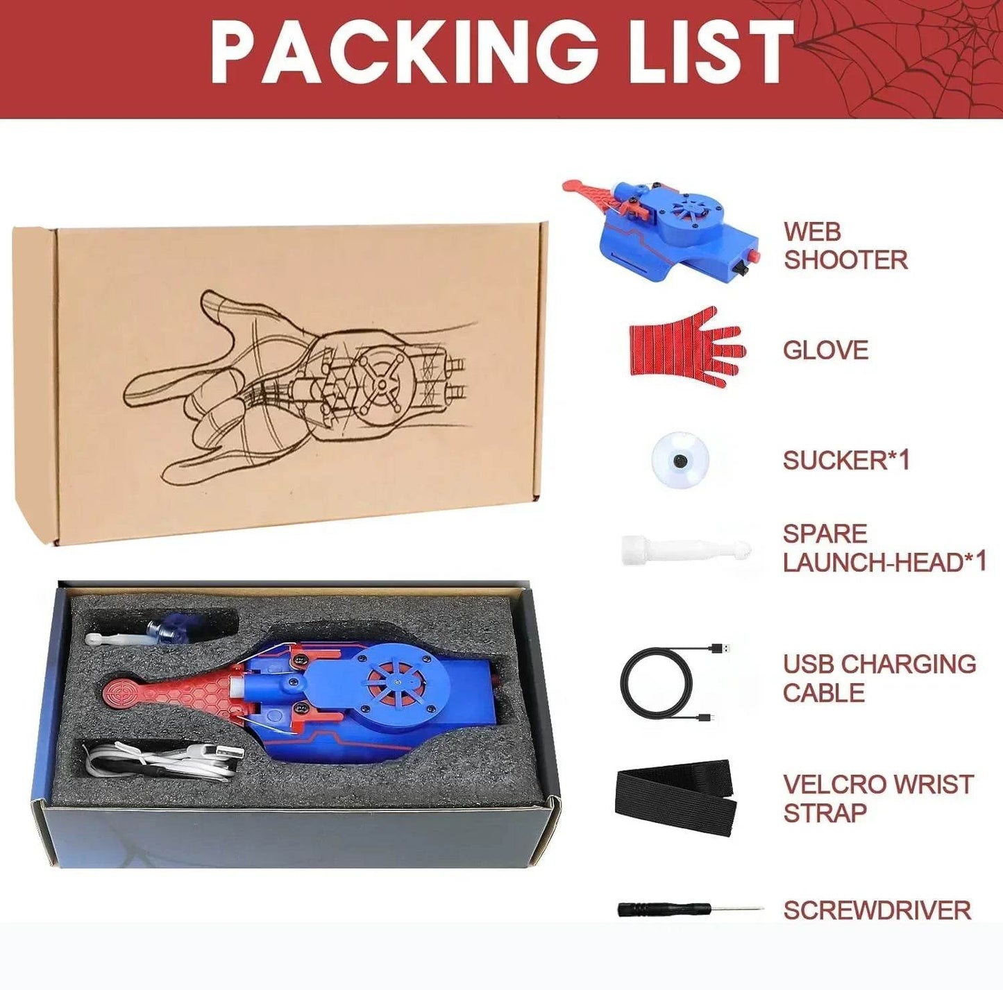 Spiderman Spinneret Launcher Spider Silk Gloves Cosplay Toy - ToylandEU