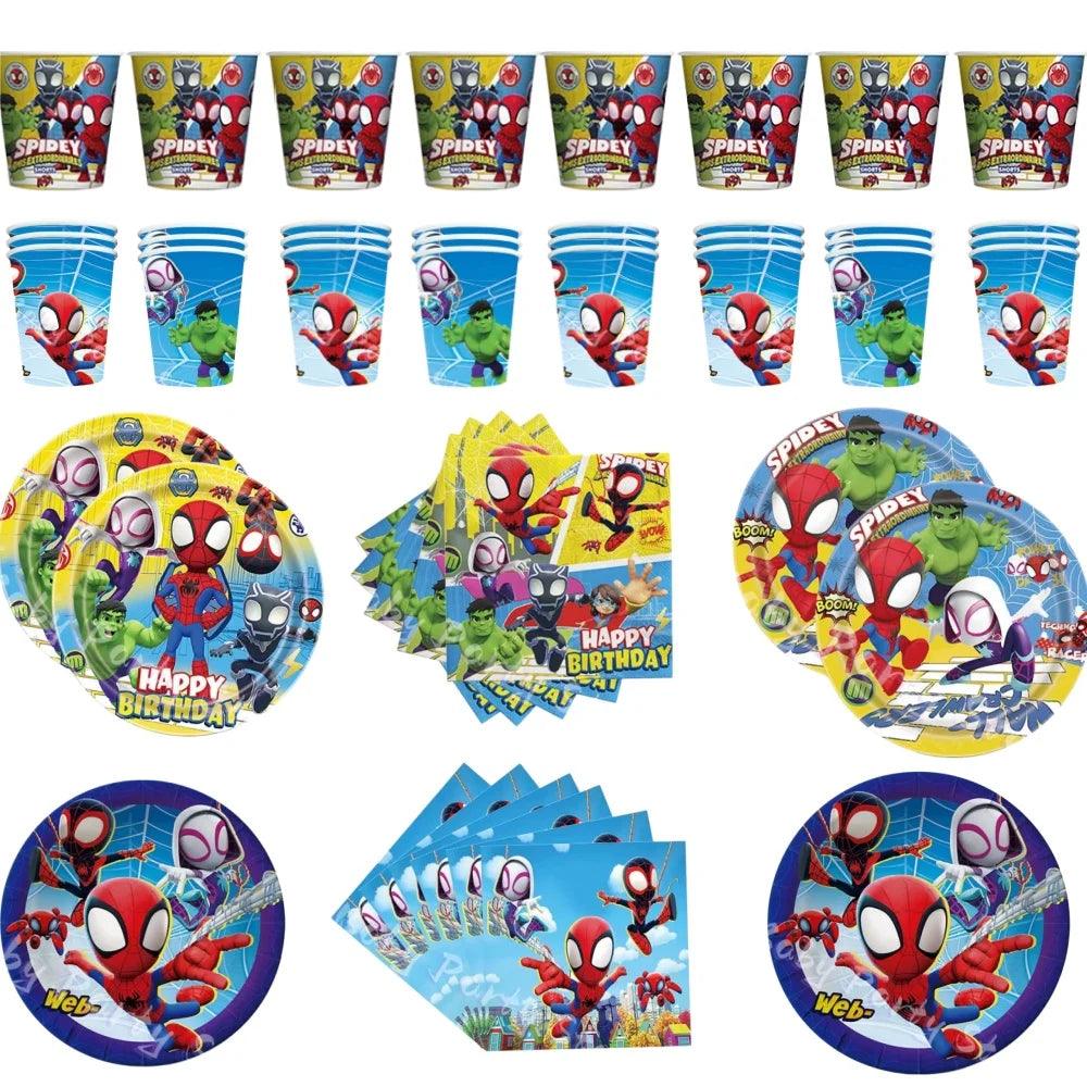 Spidey Tableware Kit | Plates Cups Balloons| Toylandeu™