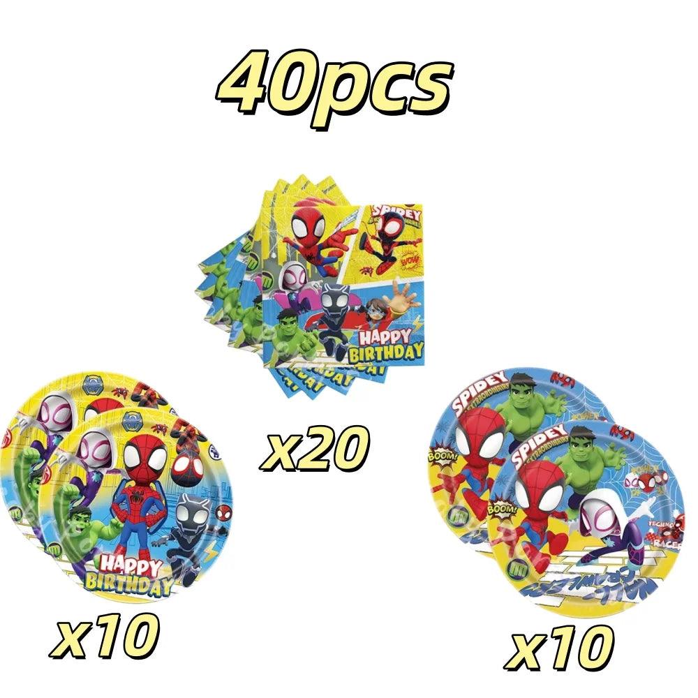 Spidey Tableware Kit | Plates Cups Balloons| Toylandeu™