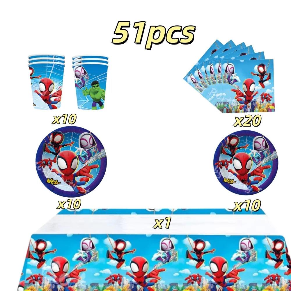 Spidey Tableware Kit | Plates Cups Balloons| Toylandeu™