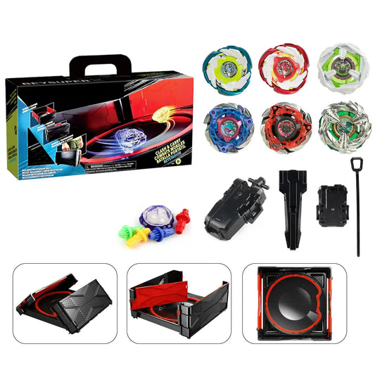  Spinning Tops Gyro Combat Set Six Beys And Launchers CE -  ToylandEU™