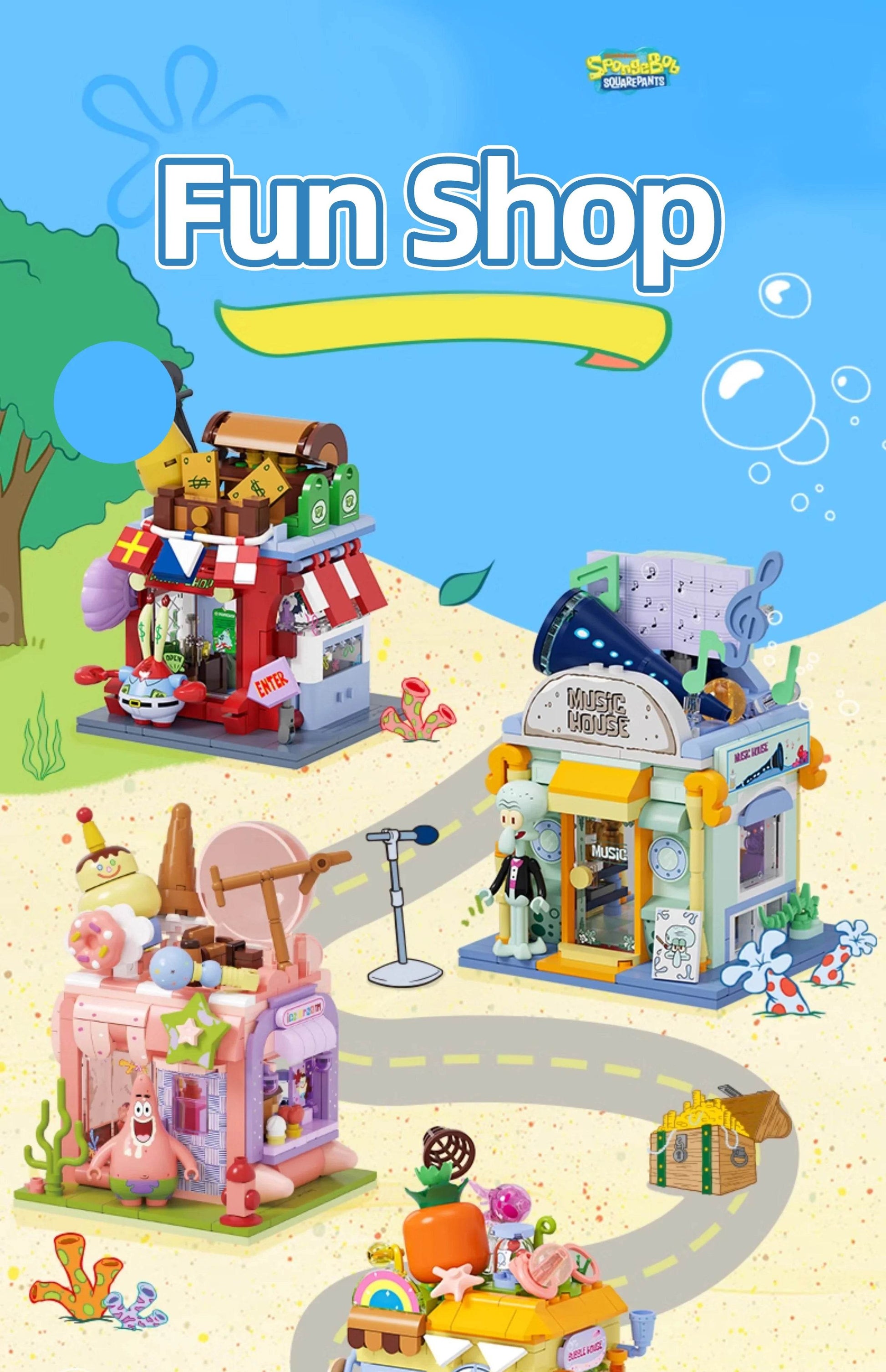 SpongeBob SquarePants Building Blocks Cartoon Street View Store - ToylandEU