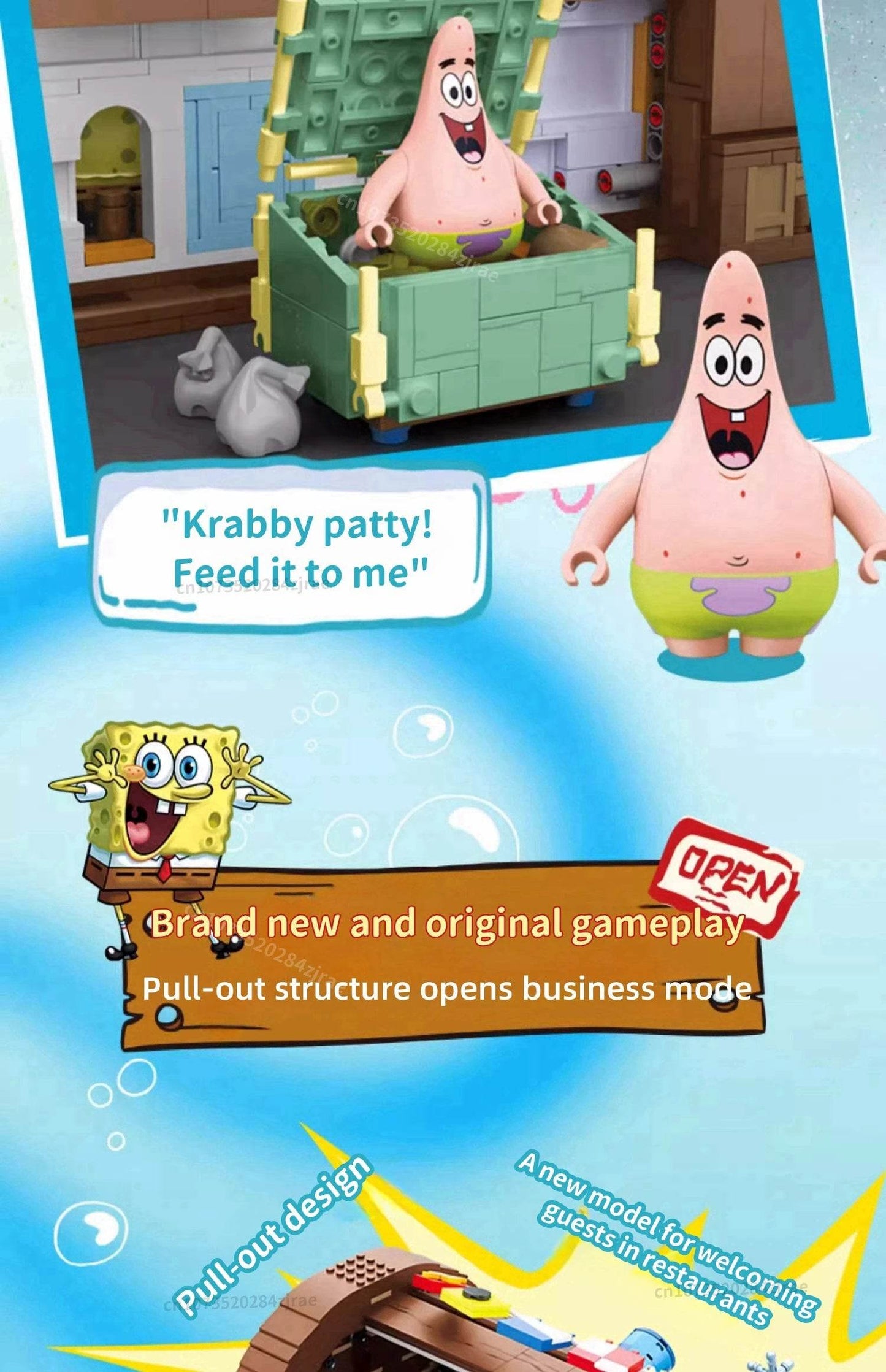 Spongebob Building Block Krusty Krab Scene Model Toy - ToylandEU