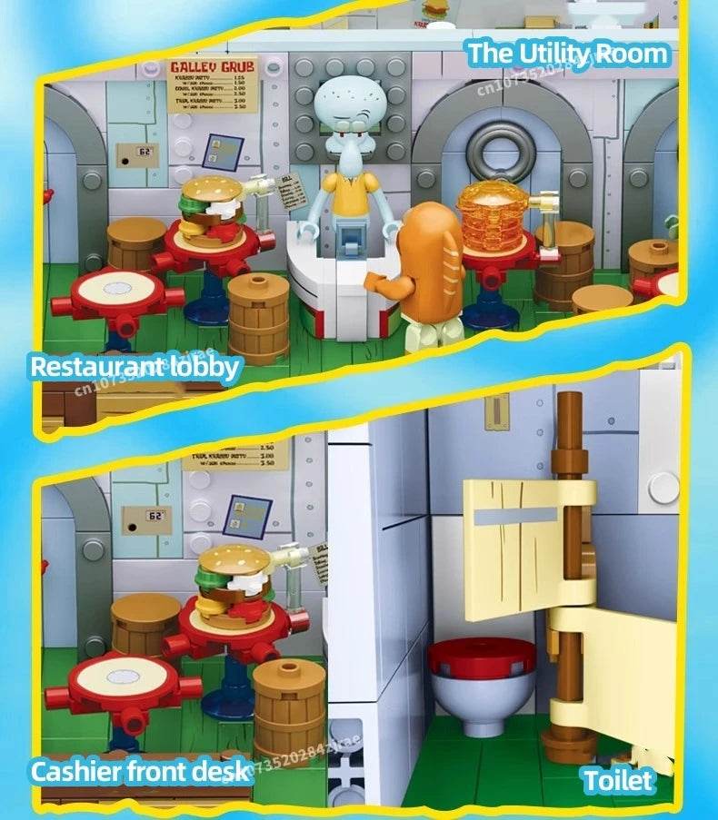 Spongebob Building Block Krusty Krab Scene Model Toy - ToylandEU