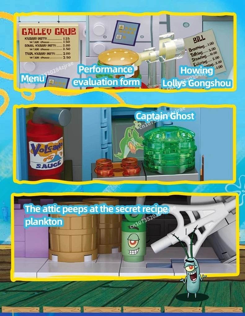 Spongebob Building Block Krusty Krab Scene Model Toy - ToylandEU