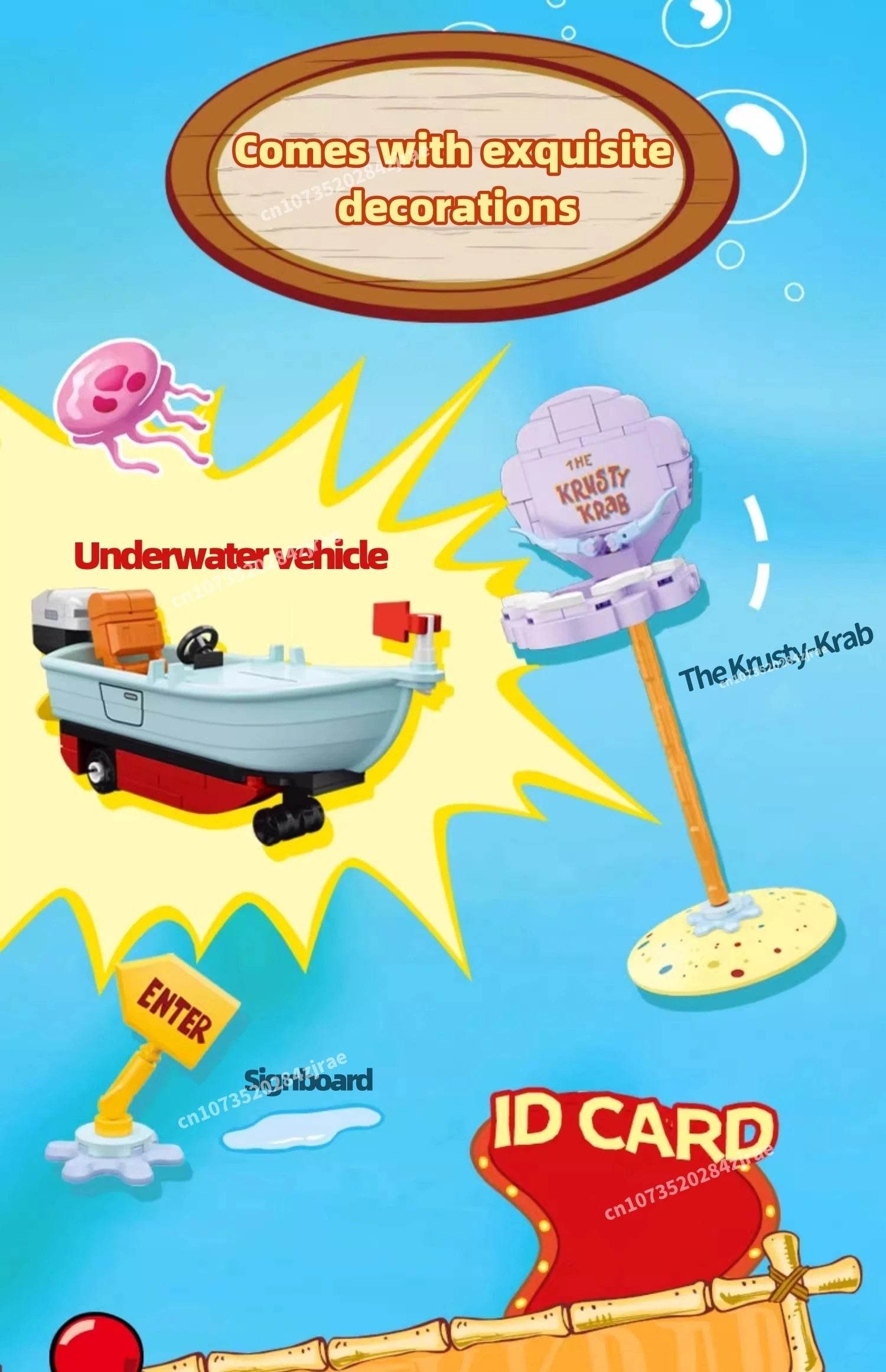 Spongebob Building Block Krusty Krab Scene Model Toy - ToylandEU