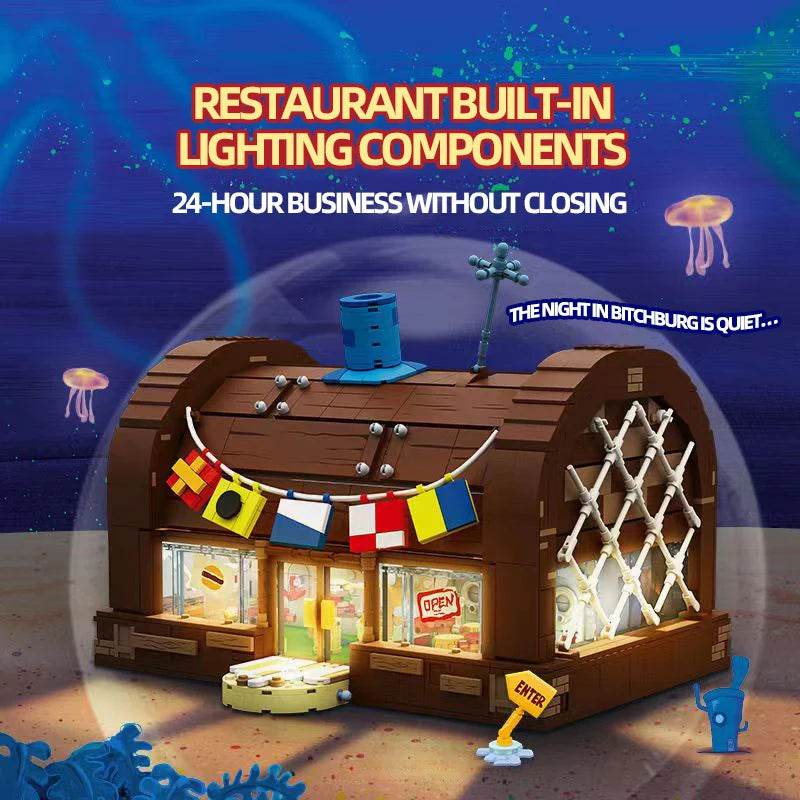 Spongebob Cartoon Krusty Krab Restaurant Building Blocks Toy - ToylandEU