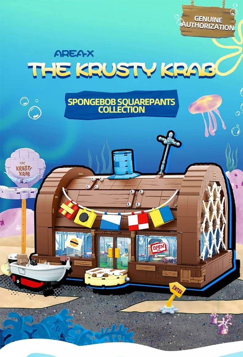 Spongebob Cartoon Krusty Krab Restaurant Building Blocks Toy - ToylandEU