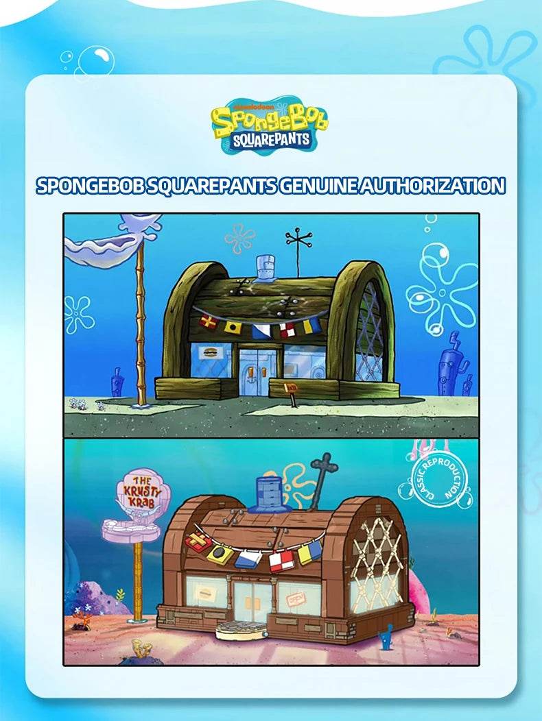 Spongebob Cartoon Krusty Krab Restaurant Building Blocks Toy - ToylandEU