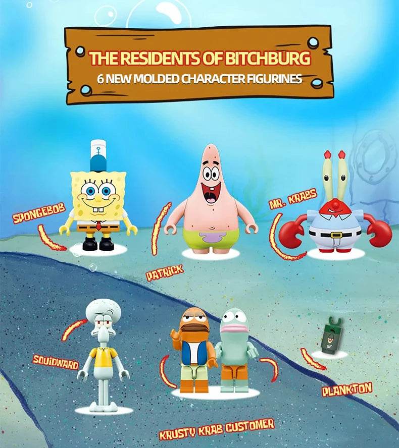 Spongebob Cartoon Krusty Krab Restaurant Building Blocks Toy - ToylandEU