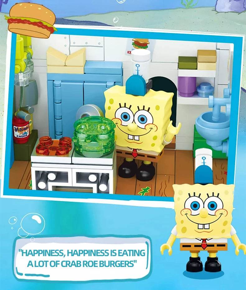 Spongebob Cartoon Krusty Krab Restaurant Building Blocks Toy - ToylandEU
