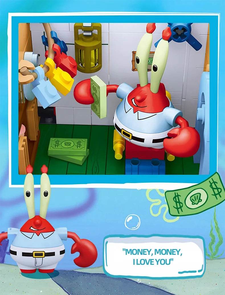 Spongebob Cartoon Krusty Krab Restaurant Building Blocks Toy - ToylandEU