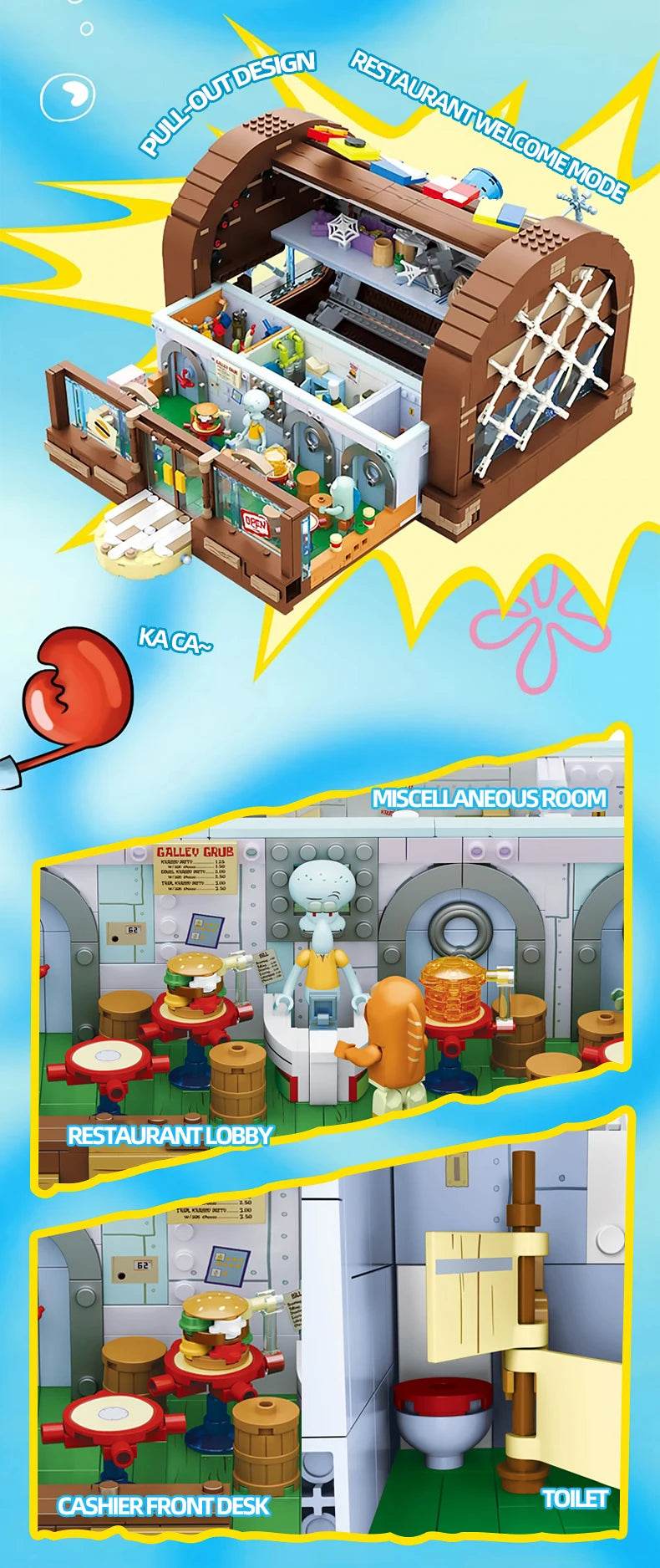 Spongebob Cartoon Krusty Krab Restaurant Building Blocks Toy - ToylandEU