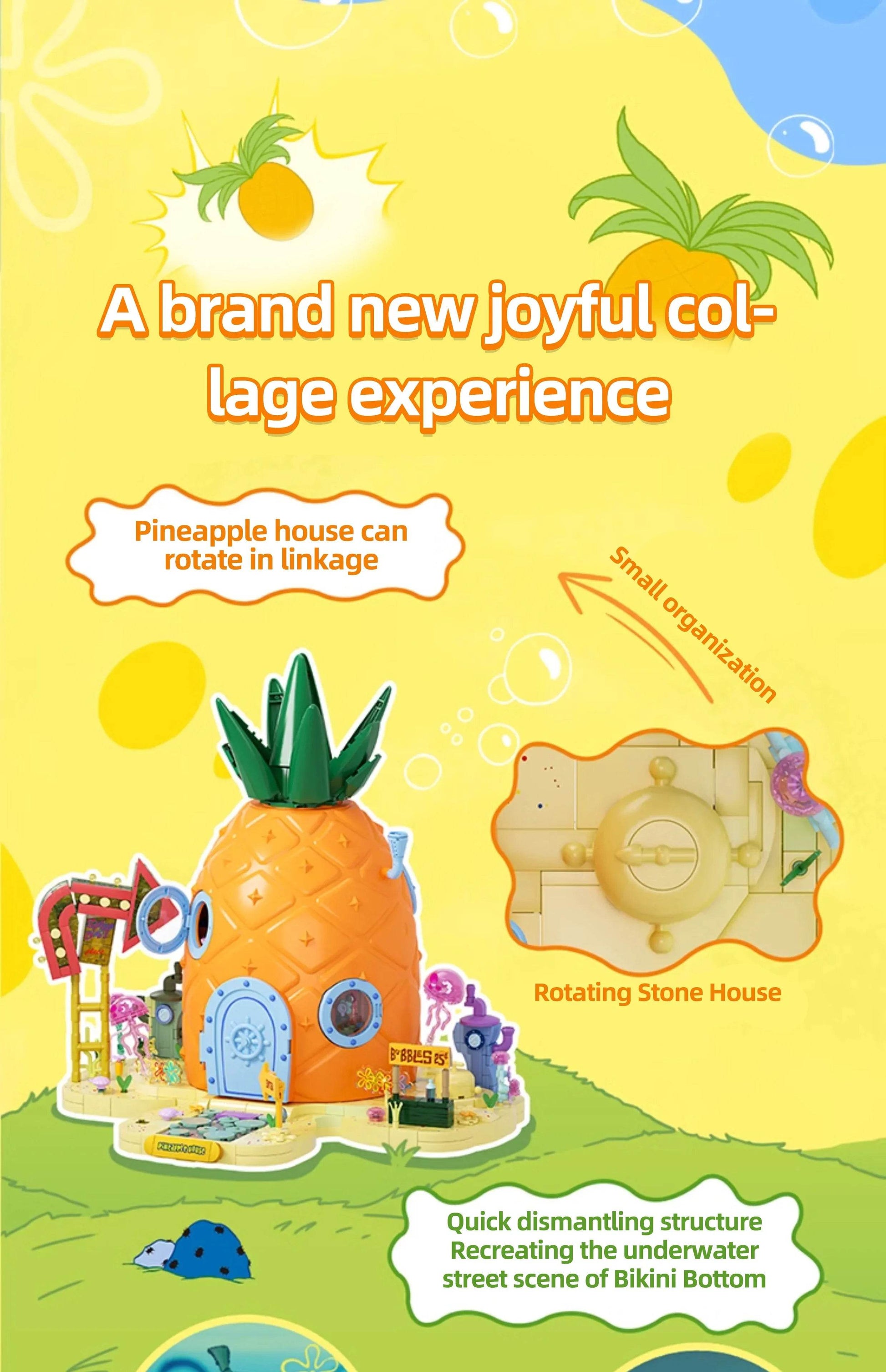 Spongebob Cartoon Krusty Krab Restaurant Building Blocks Toy - ToylandEU