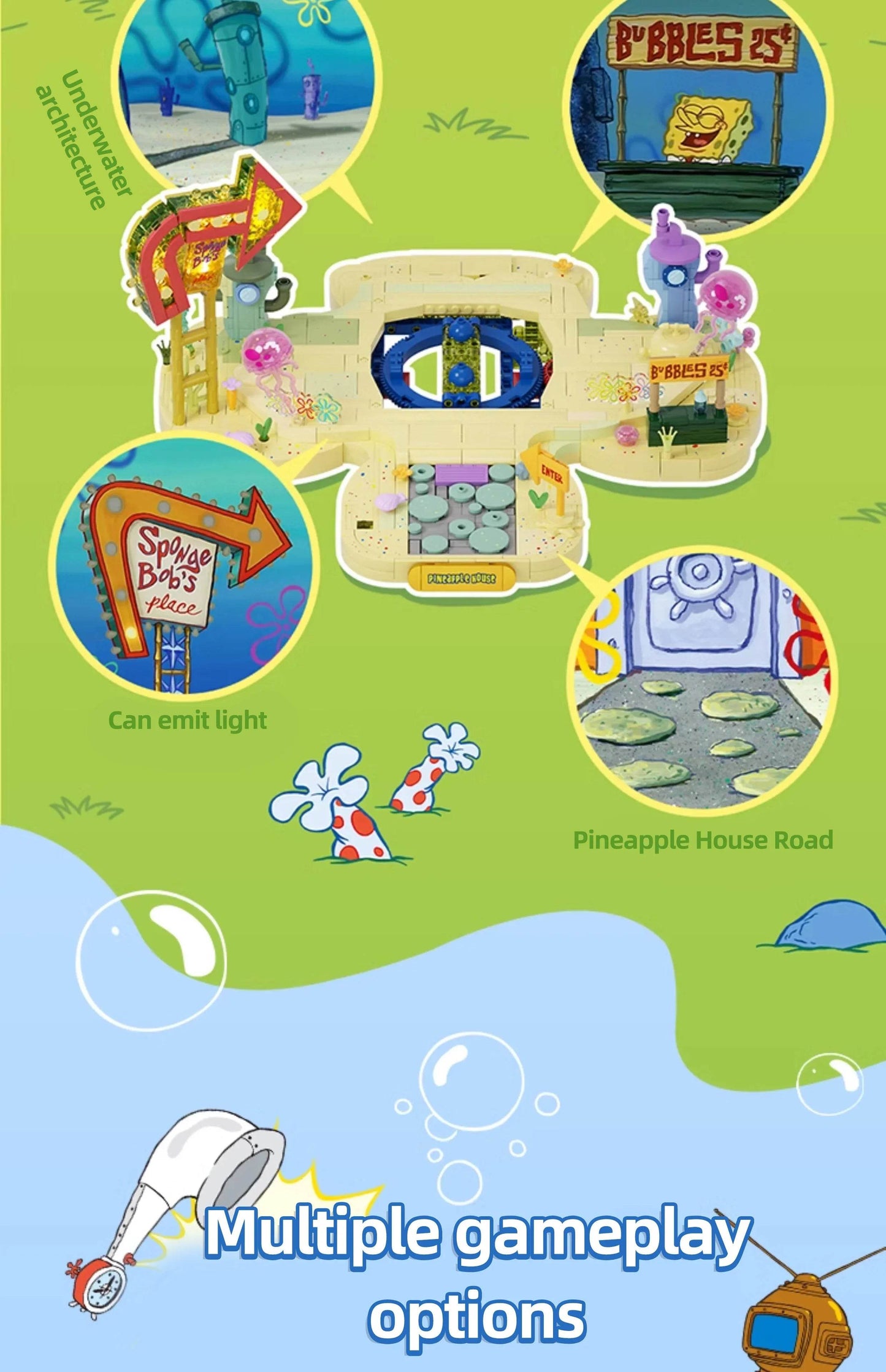 Spongebob Cartoon Krusty Krab Restaurant Building Blocks Toy - ToylandEU