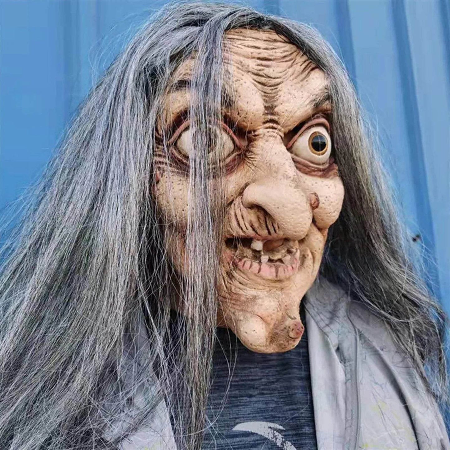 Spooky Full Head Latex Mask With Long Hair For Adults - ToylandEU