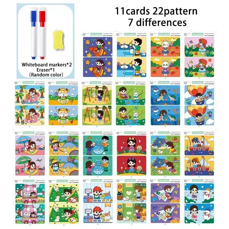  Spot The Difference Focus Reusable Cards Erasable Pen -  ToylandEU™