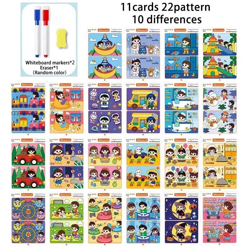  Spot The Difference Focus Reusable Cards Erasable Pen -  ToylandEU™