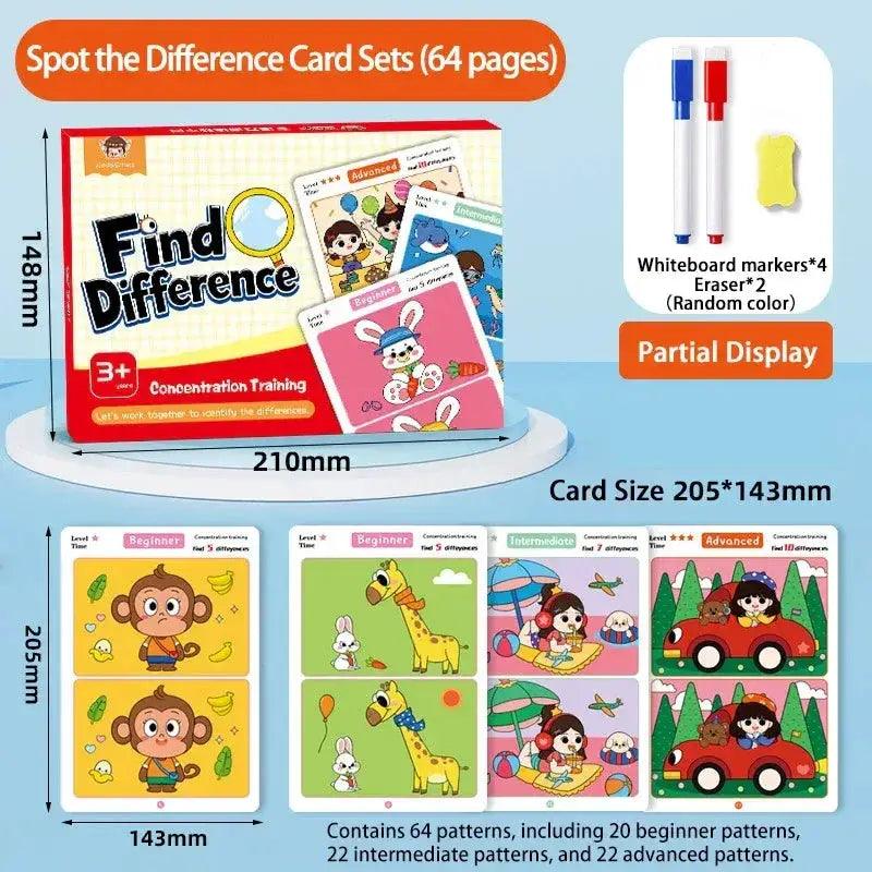  Spot The Difference Focus Reusable Cards Erasable Pen -  ToylandEU™