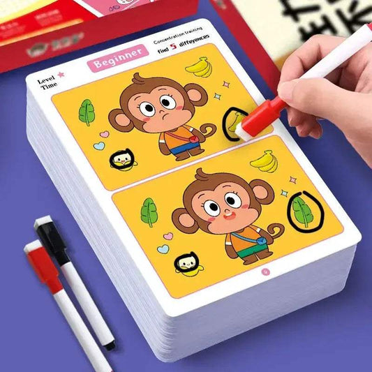  Spot The Difference Focus Reusable Cards Erasable Pen -  ToylandEU™