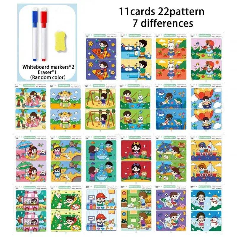  Spot The Difference Focus Reusable Cards Erasable Pen -  ToylandEU™