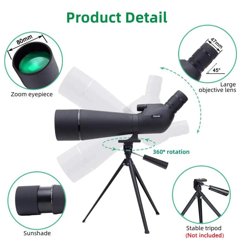 Spotting Scope 25-75x80 With Phone Adapter Tripod For Bird Watching - ToylandEU