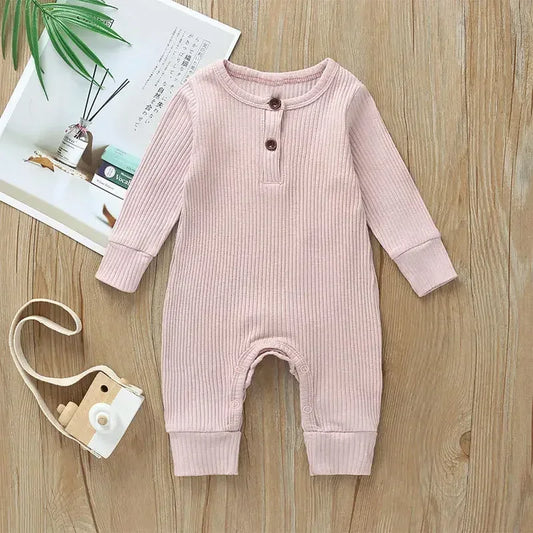 Spring Autumn Newborn Infant Baby Boys Girls Full Sleeve Rib Cotton Romper Playsuit Jumpsuit - ToylandEU