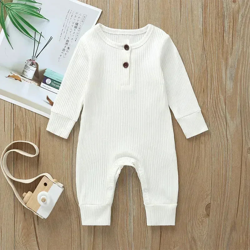 Spring Autumn Newborn Infant Baby Boys Girls Full Sleeve Rib Cotton Romper Playsuit Jumpsuit - ToylandEU