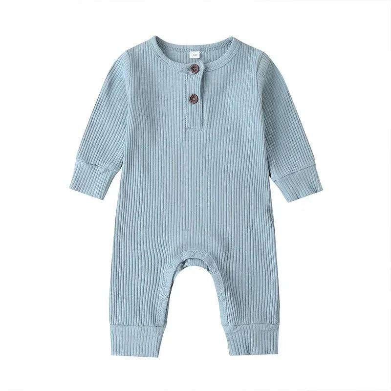 Spring Autumn Newborn Infant Baby Boys Girls Full Sleeve Rib Cotton Romper Playsuit Jumpsuit - ToylandEU