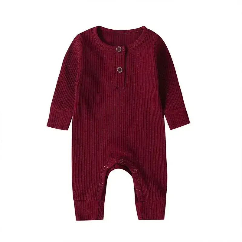 Spring Autumn Newborn Infant Baby Boys Girls Full Sleeve Rib Cotton Romper Playsuit Jumpsuit - ToylandEU
