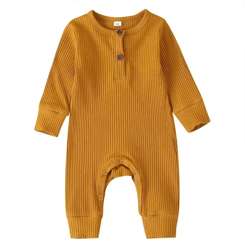 Spring Autumn Newborn Infant Baby Boys Girls Full Sleeve Rib Cotton Romper Playsuit Jumpsuit - ToylandEU