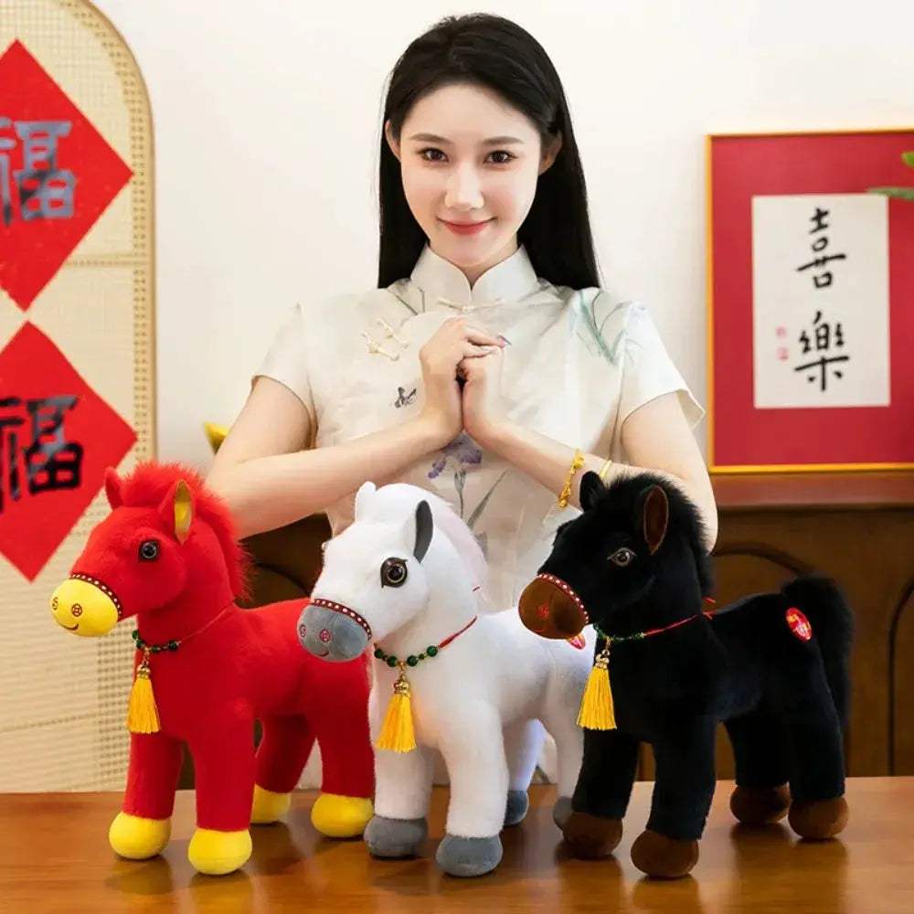 Spring Festival Pony Plush With Fluffy Tail And Mane - ToylandEU