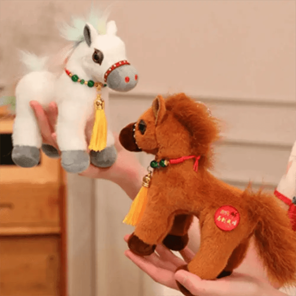 Spring Festival Pony Plush With Fluffy Tail And Mane - ToylandEU