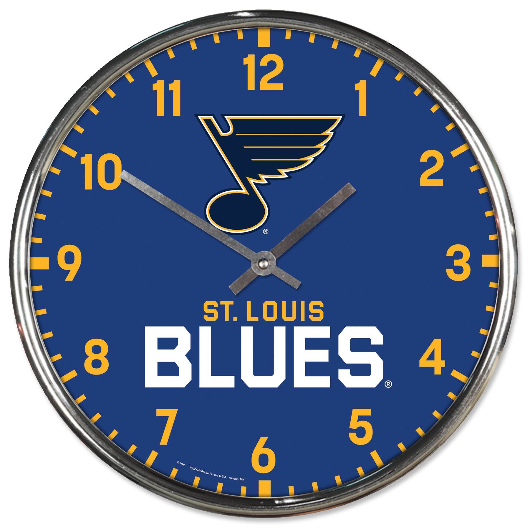St Louis Blues Round Wall Clock Chrome With Metal Hands - ToylandEU