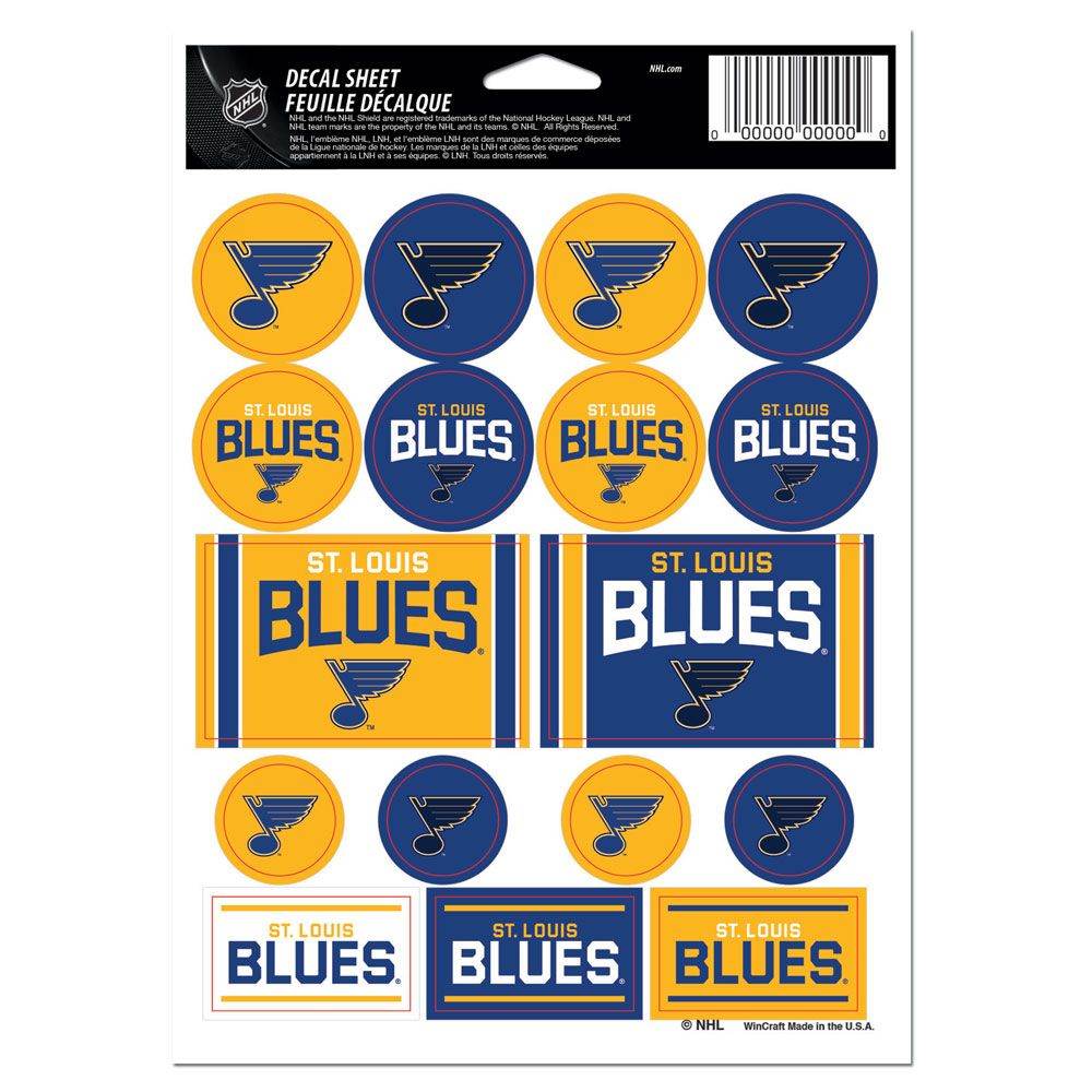 St Louis Blues Vinyl Decal Sheet 5x7 Team Sticker Pack - ToylandEU