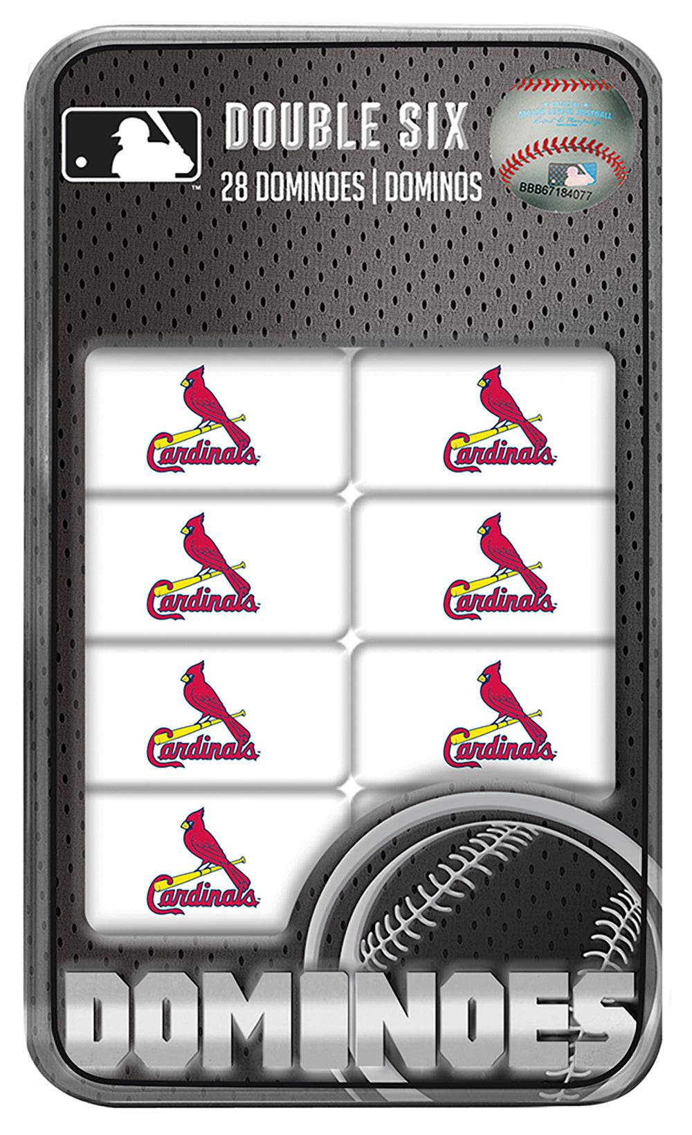 St Louis Cardinals Dominoes Double Sixes Resin Set Tin Box - ToylandEU