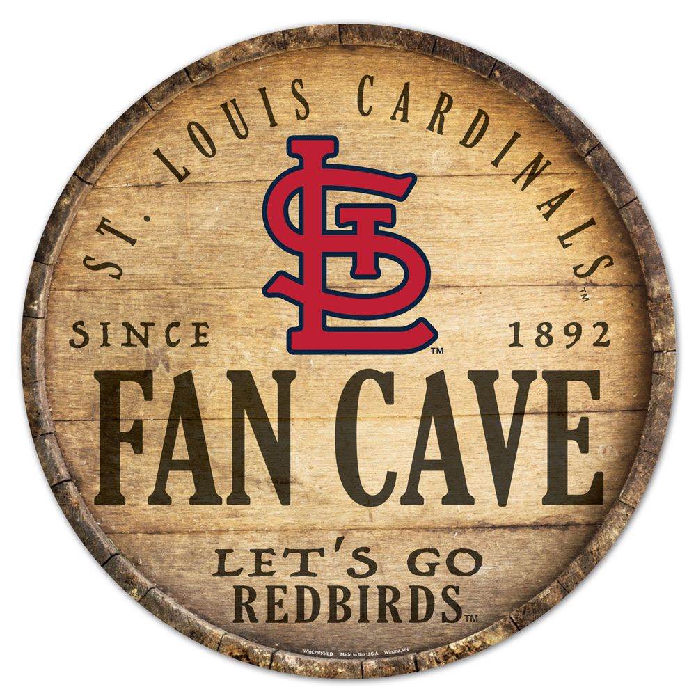 St Louis Cardinals Wood Sign 14 Inch Round Barrel Top - ToylandEU