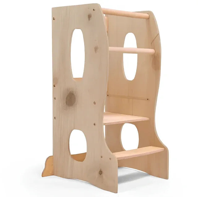 Beige Montessori Tower Wooden Chair With Adjustable Height - ToylandEU