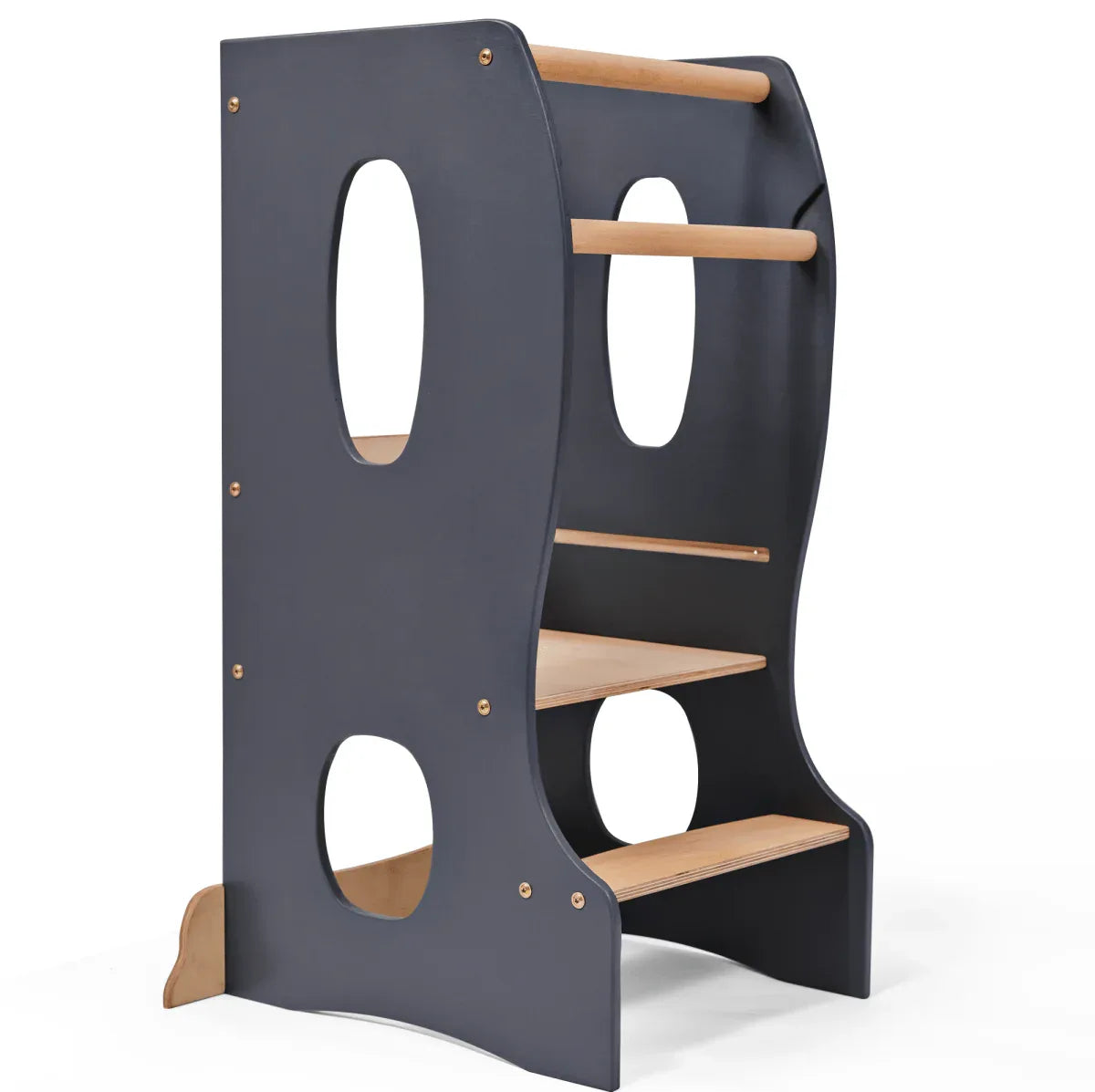 Stable Montessori Tower: Wooden Growing Chair - Grey - ToylandEU