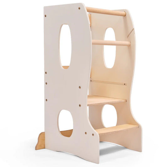 Stable Montessori Tower: Wooden Growing Chair - Ivory - ToylandEU