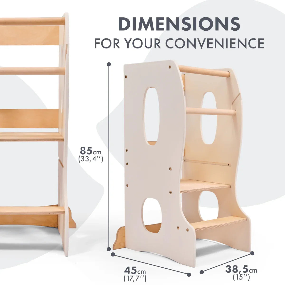 Stable Montessori Tower: Wooden Growing Chair - Ivory - ToylandEU