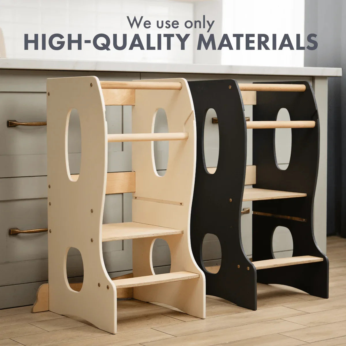 Stable Montessori Tower: Wooden Growing Chair - Ivory - ToylandEU